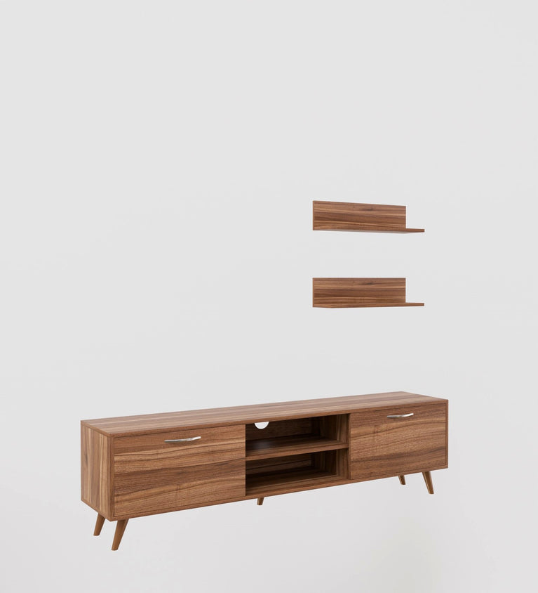 Spyder Home Decore Matte Finish D3 TV Unit Cabinet ONLY, TV Up to 45 Inches Engineered Wood TV Entertainment Unit  (Finish Color - Brown & White, DIY(Do-It-Yourself))