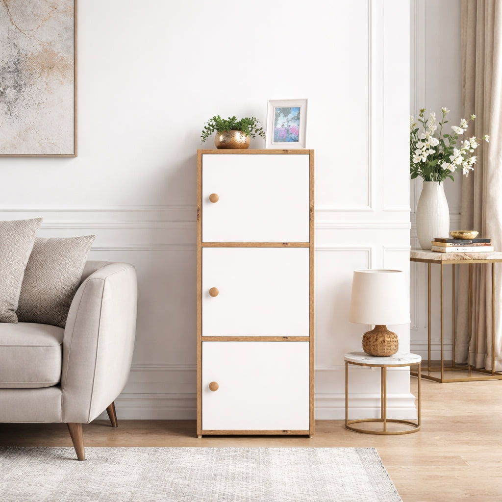 3-Tier Multipurpose Storage Cabinet – Compact Vertical Organizer for Home & Kitchen