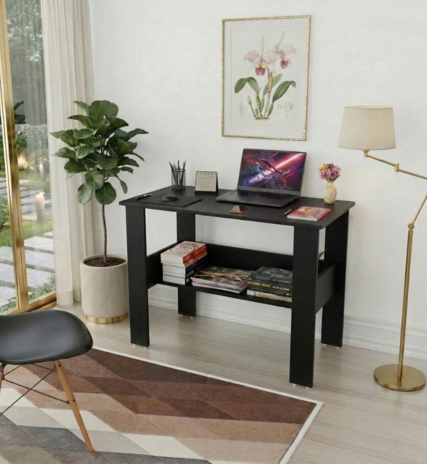 SPYDER CRAFT Genesis Engineered Wood Study Table with Storage Shelf | Modern Computer Desk for Home & Office