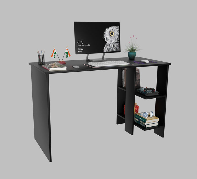 Spydercraft Modern Study Table with Storage Shelves | Minimalist Computer Desk for Home & Office