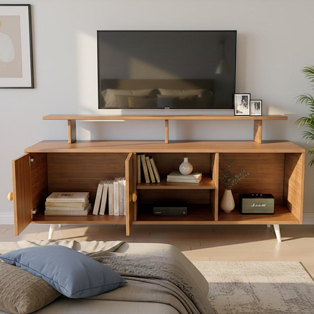 Spydercraft Modern Marbay TV Unit with Storage & Display Shelf – Space-Saving Entertainment Console in Noce Lyon Finish