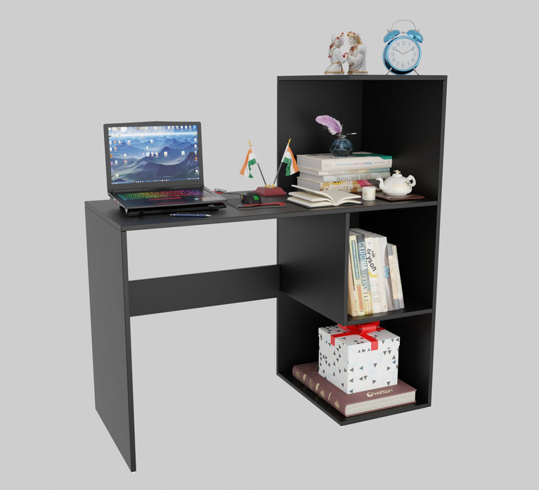 Spydercraft Tulip Study Table | Modern Study & Office Desk with Open Storage Shelves | Engineered Wood Writing Table for Home & Office