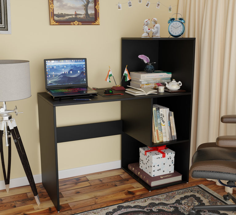 Spydercraft Tulip Study Table | Modern Study & Office Desk with Open Storage Shelves | Engineered Wood Writing Table for Home & Office