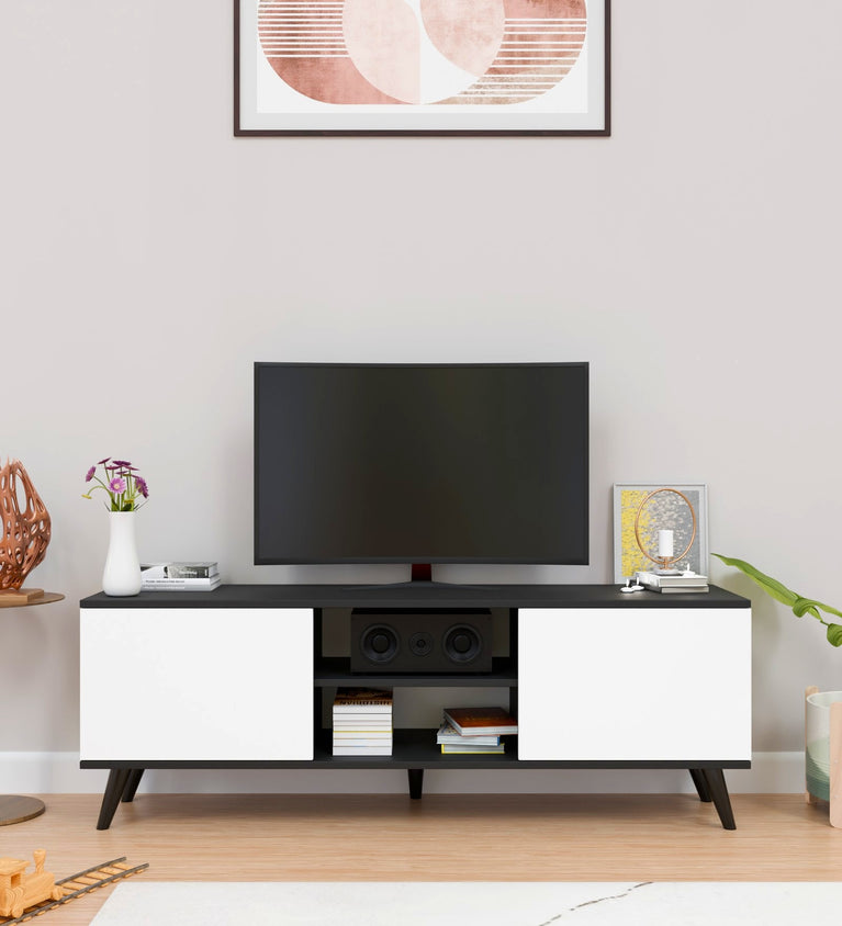 Spydercraft Matte Finish W-Live TV Unit| Color: Black and White| Do- It-Yourself Product
