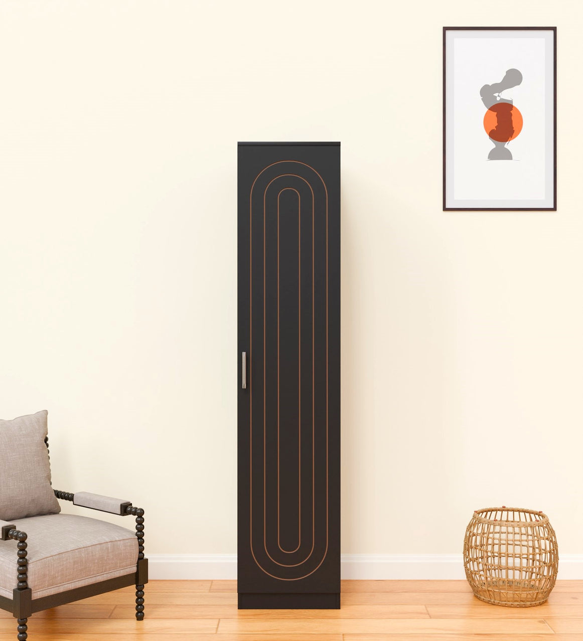 Spyder Craft Matte Finish Single Door Arceus Wardrobe| Color: Black| Do- It- Yourself Product