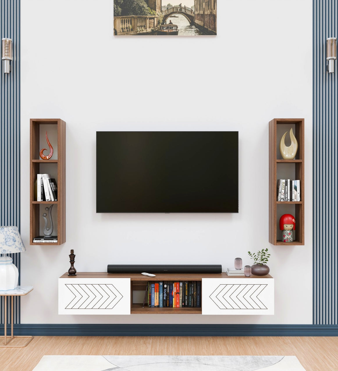 Spydercraft Matte Finish Florida TV Unit| Color: Noce Lyon and White| Do-It- Yourself Product