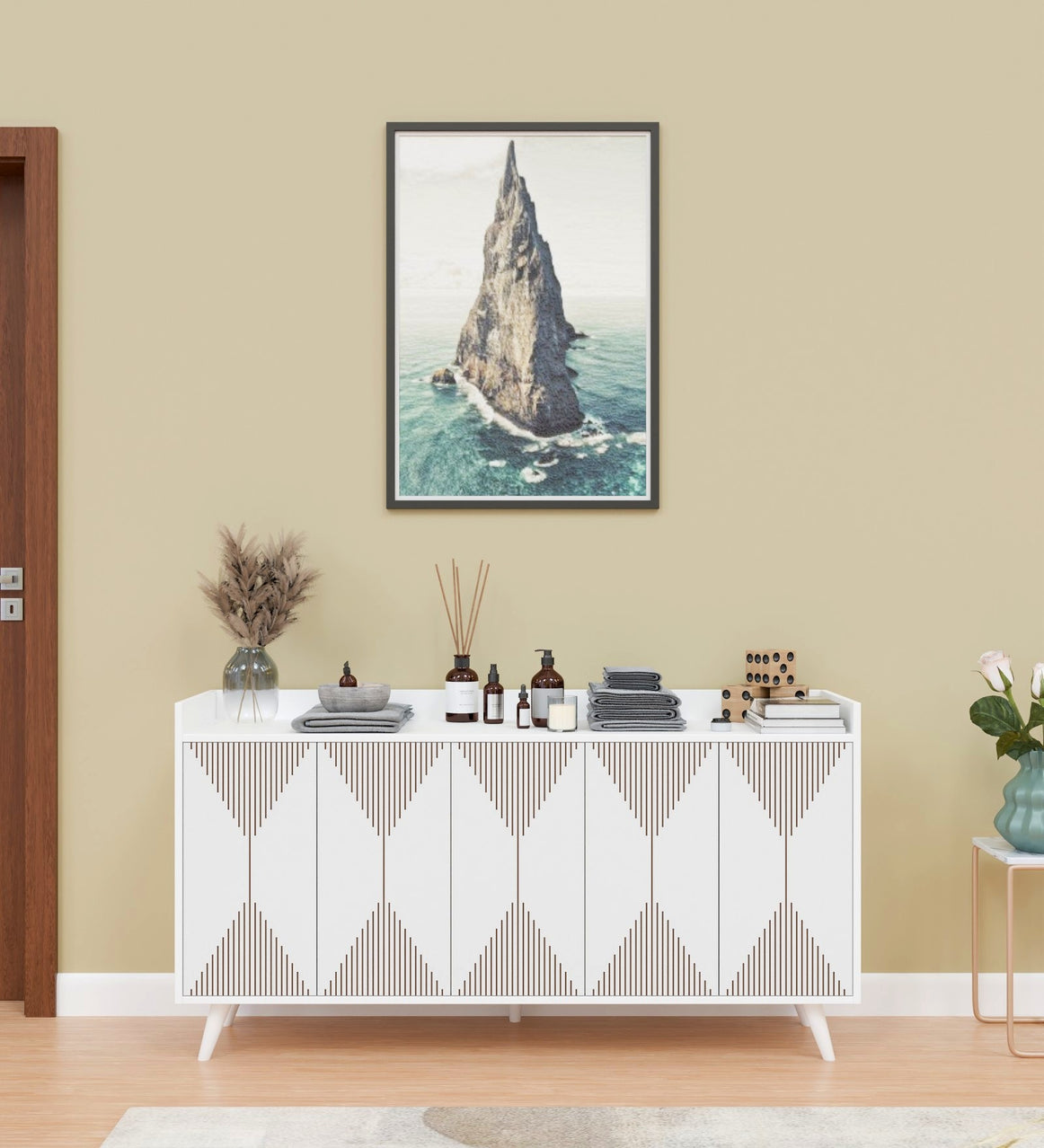 Spydercraft Matte Finish Meko Console Table| Modern White Console Table – Stylish Storage Cabinet for Living Room & Entryway| Do-It-Yourself Product