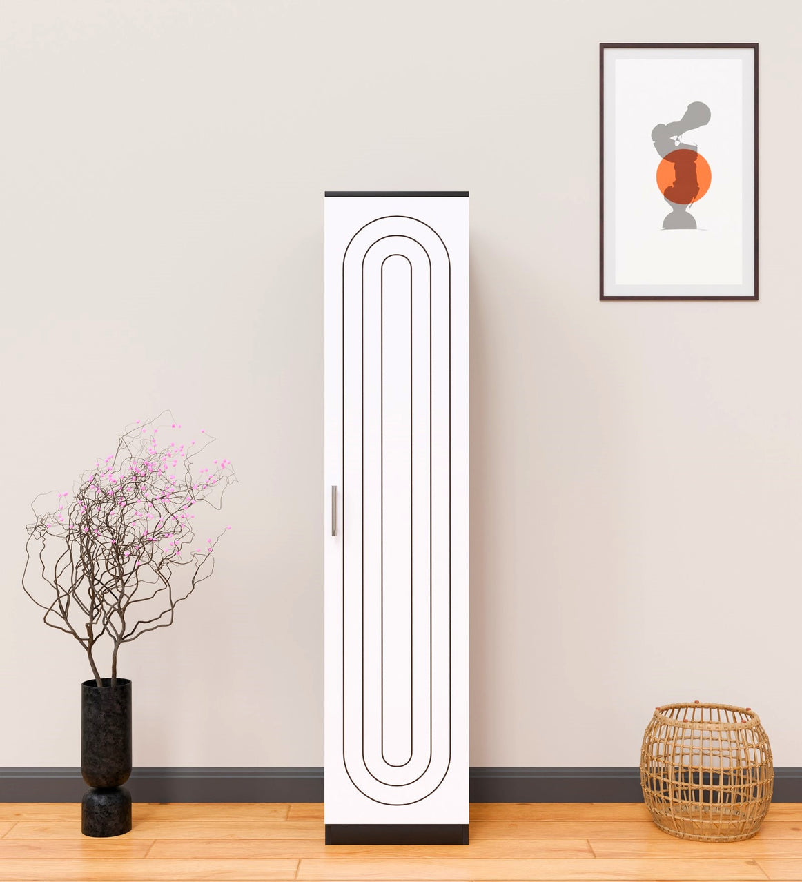 Spyder Craft Fraser Single Door Engineering Woo Wardrobe for Clothes| Stylish Cupboard for Bedroom| Multi Utility Design with Handles| Engineered Wood Colour - Black & White 1 Year Warranty