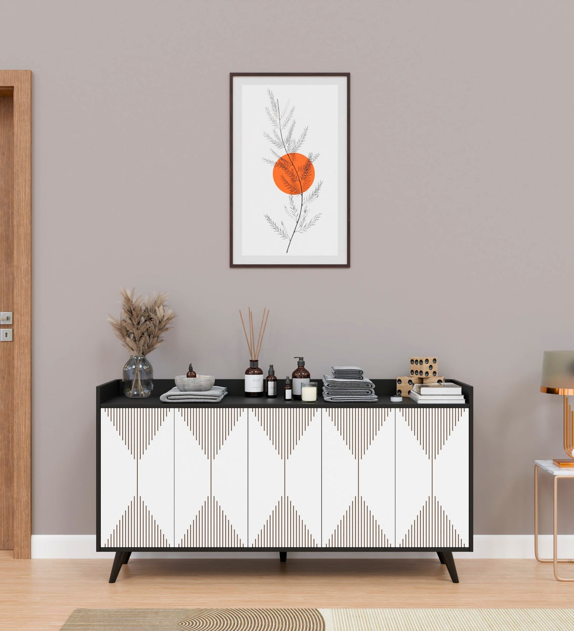 Spydercraft Matte Finish Meko Console Table| Modern Black & White Console Table – Stylish Storage Cabinet for Living Room & Entryway| Do-It-Yourself Product