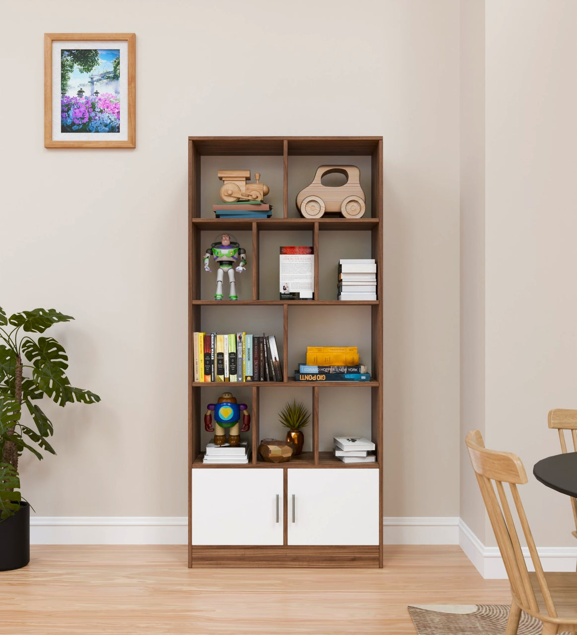 Spyder Craft 4 Tier Modern Simple Engineered Wood Book Shelf, Book Storage, Case for Living Room, Kids Room Storage, Study Furniture (Color - Wood Noce Lyon) 1 Year Warranty