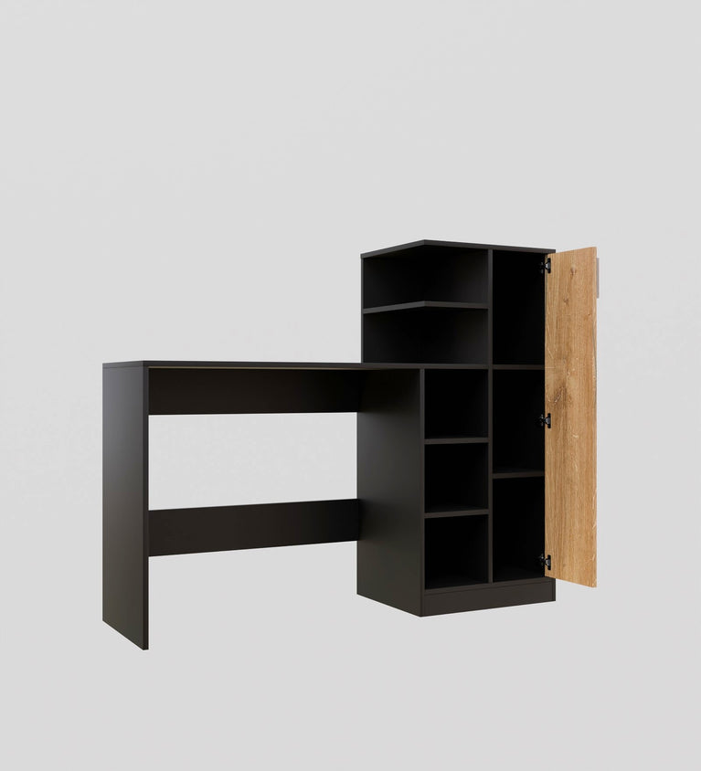 Spydercraft Matte Finish Dyna Study Table| Color: Black and Canyon Oak| Do-It-Yourself Product