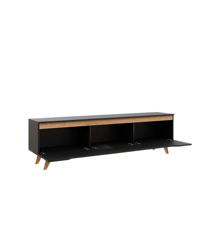 SPYDERCRAFT Matte Finish D3 Only cabinet| TV Entertainment Unit| Color: Black and Canyon Oak| Do-It- Yourself Product