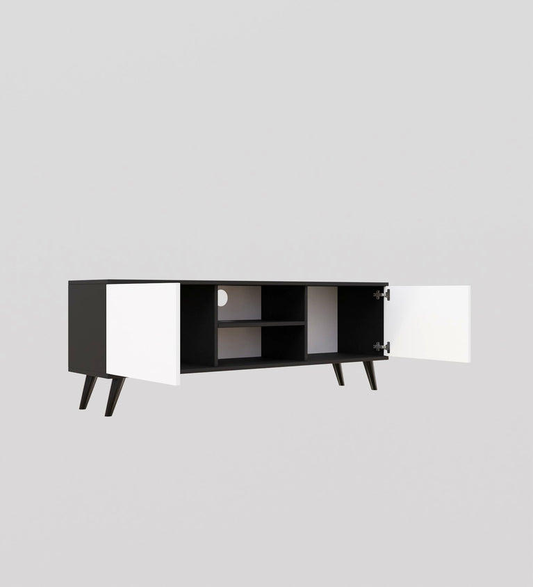 Spydercraft Matte Finish W-Live TV Unit| Color: Black and White| Do- It-Yourself Product