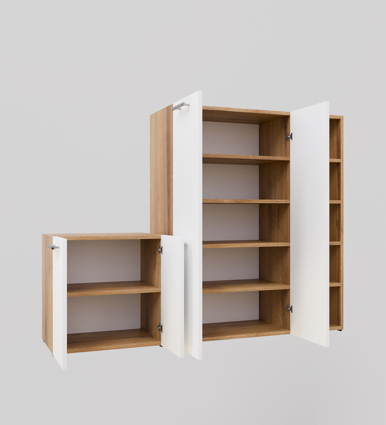 SpyderCraft Louis Shoe Rack – Elegant Shoe Storage Cabinet with Multi-Level Shelving for Modern Homes| Color: White and Oak| Do-It-Yourself Product