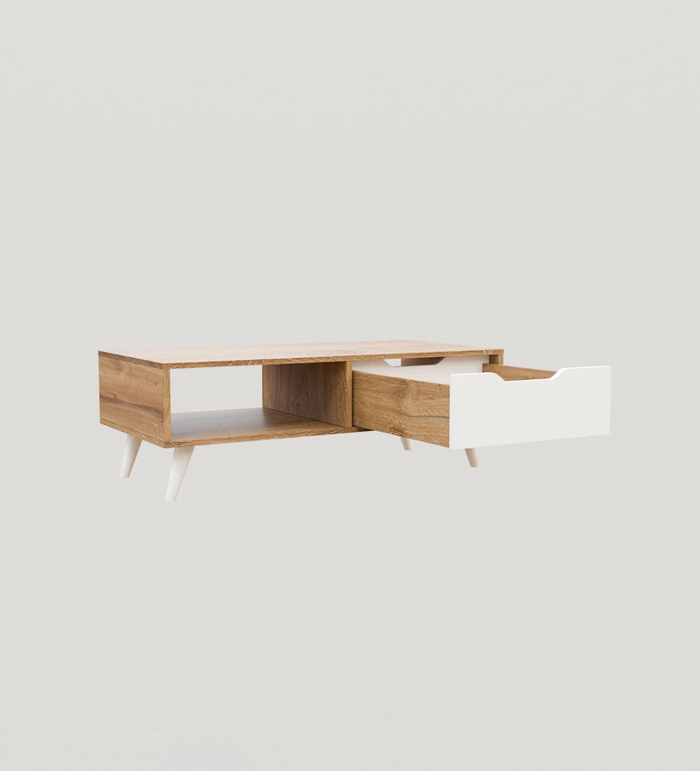 Spydercraft Matte FInish Cozy Castle Coffee Table| Color: Canyon oak and white| Do- It-Yourself Product