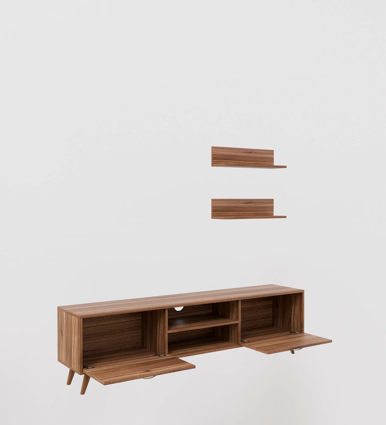 Spyder Home Decore Matte Finish D3 TV Unit Cabinet ONLY, TV Up to 45 Inches Engineered Wood TV Entertainment Unit  (Finish Color - Brown & White, DIY(Do-It-Yourself))