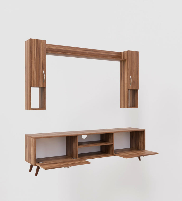 Spyder Home Decore Craft Matte Finish M5 Tv Unit with Wall Shelf, Wall Mounted with Shelf Modern Leg, 180 Cm Color: Noce Lyon || Assembly -DIY (Do-It-Yourself)