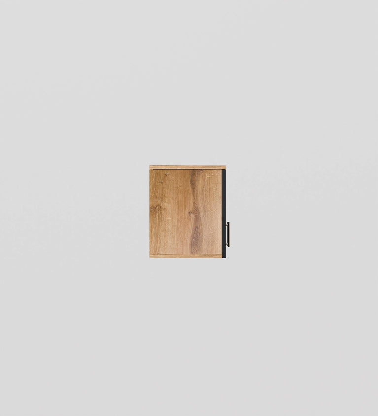 Spydercraft Wall Mounted Kitchen Cabinet – 4 Door Storage Unit (120 x 41 x 36 cm) | Canyon Oak & Black Finish| Do- It-Yourself Product