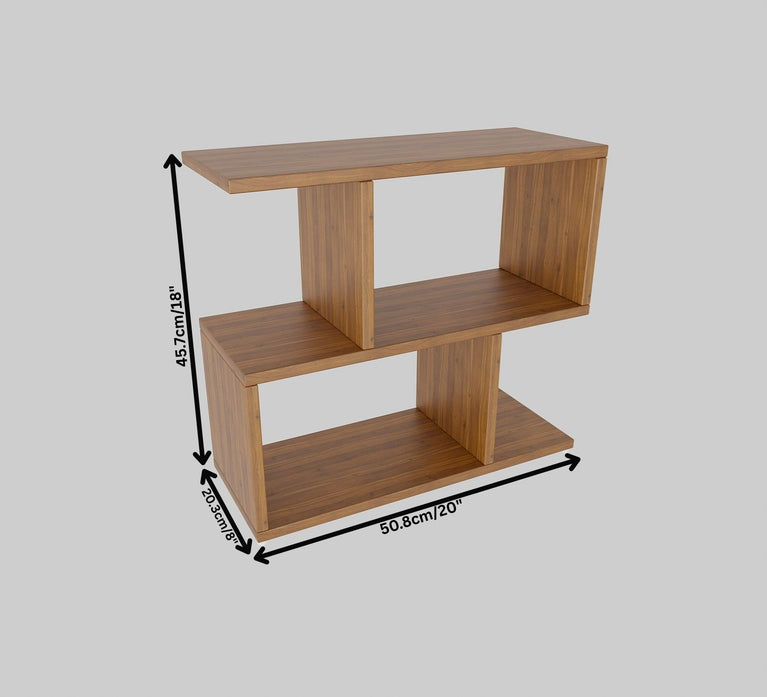 Spydercraft Zig Zag Bedside Table in Noce Lyon Finish | Modern Wooden Nightstand with Open Shelves | Engineered Wood Side Table