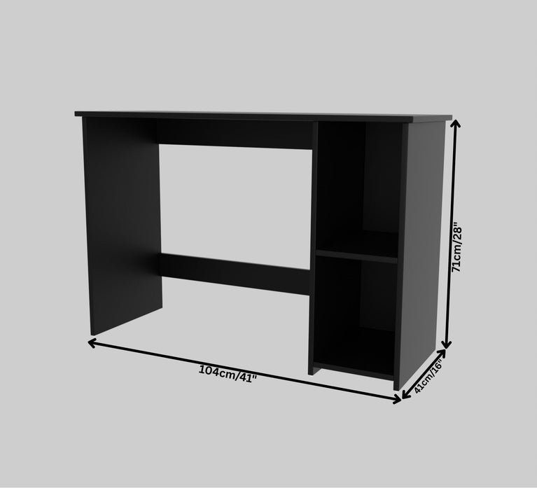 Spydercraft Orchid Study Table | Modern Study & Office Desk with Open Storage Shelves | Engineered Wood Writing Table for Home & Office | Black Finish