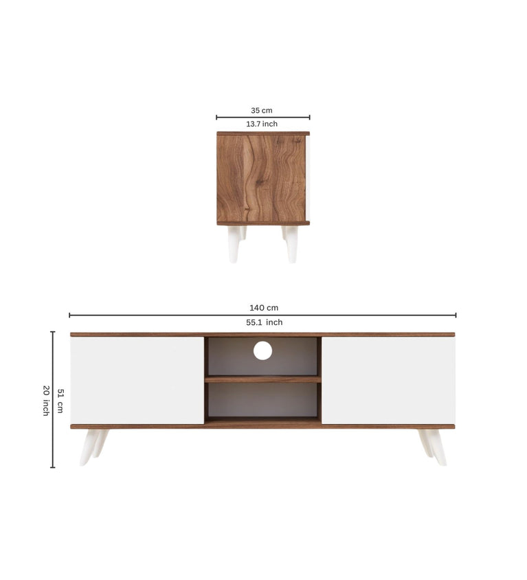 Spydercraft Matte Finish W-Live TV Unit| Color: Noce Lyon and White| Do- It-Yourself Product