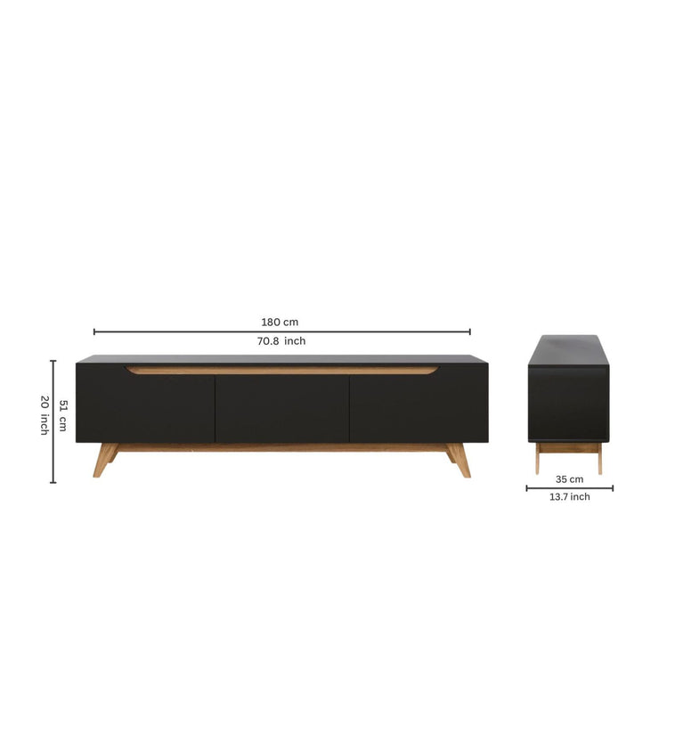 SPYDERCRAFT Matte Finish D3 Only cabinet| TV Entertainment Unit| Color: Black and Canyon Oak| Do-It- Yourself Product