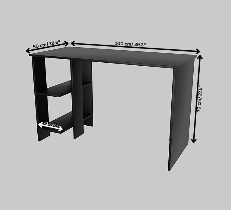 Spydercraft Modern Study Table with Storage Shelves | Minimalist Computer Desk for Home & Office