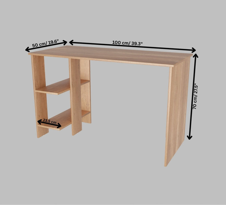 Spydercraft Modern Study Table with Storage Shelves in Canyon Oak Finish | Minimalist Computer Desk for Home & Office