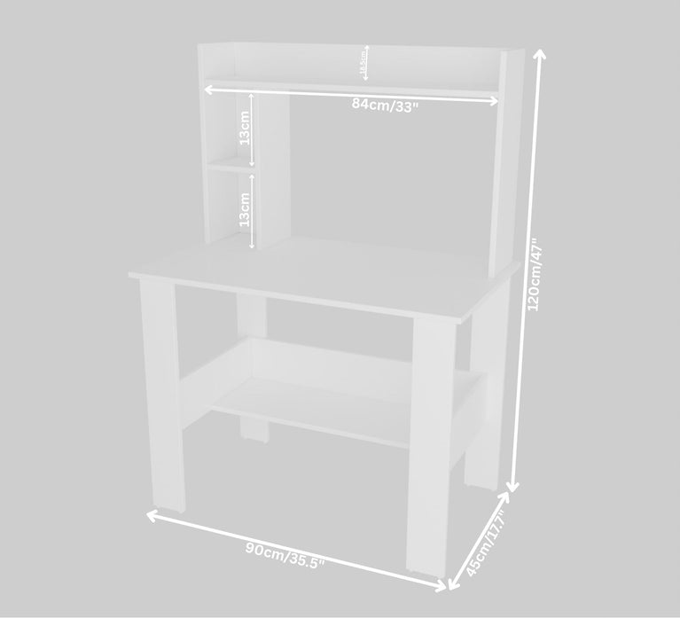SPYDER CRAFT Modern Engineered Wood Study Table with Bookshelf & Storage Shelves in White | Computer Desk for Home & Office