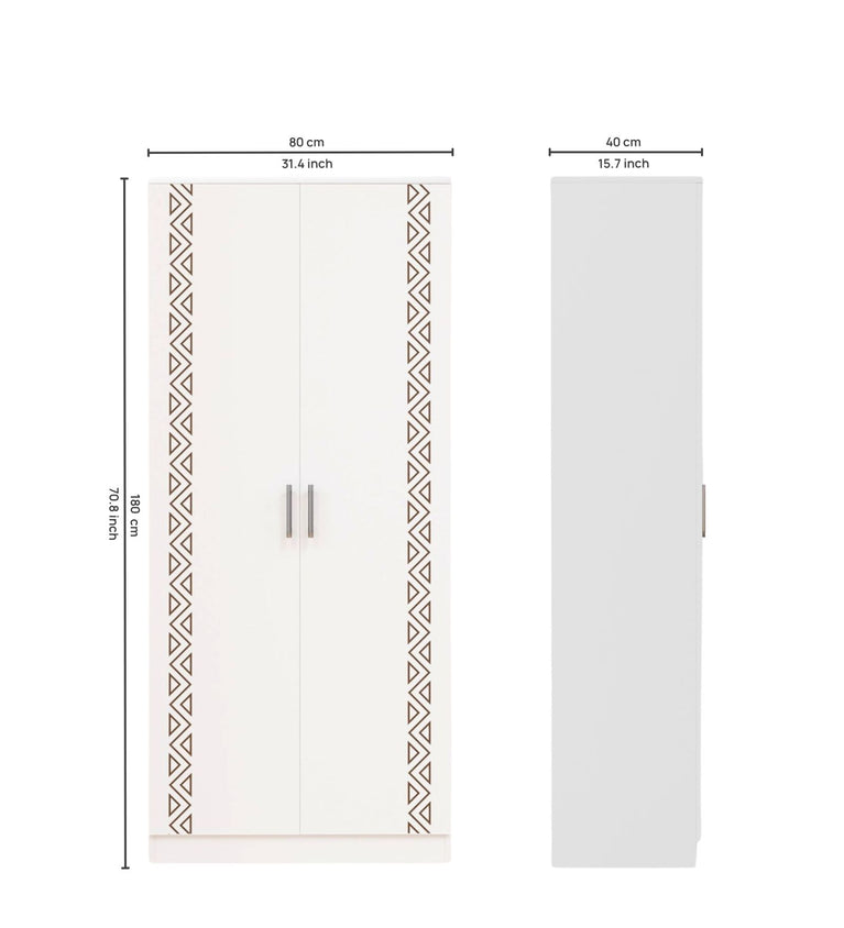 SpyderCraft Matte Finish Zircon Tribal Pattern 2-Door White Wardrobe| Color: White| Do-It-Yourself Product