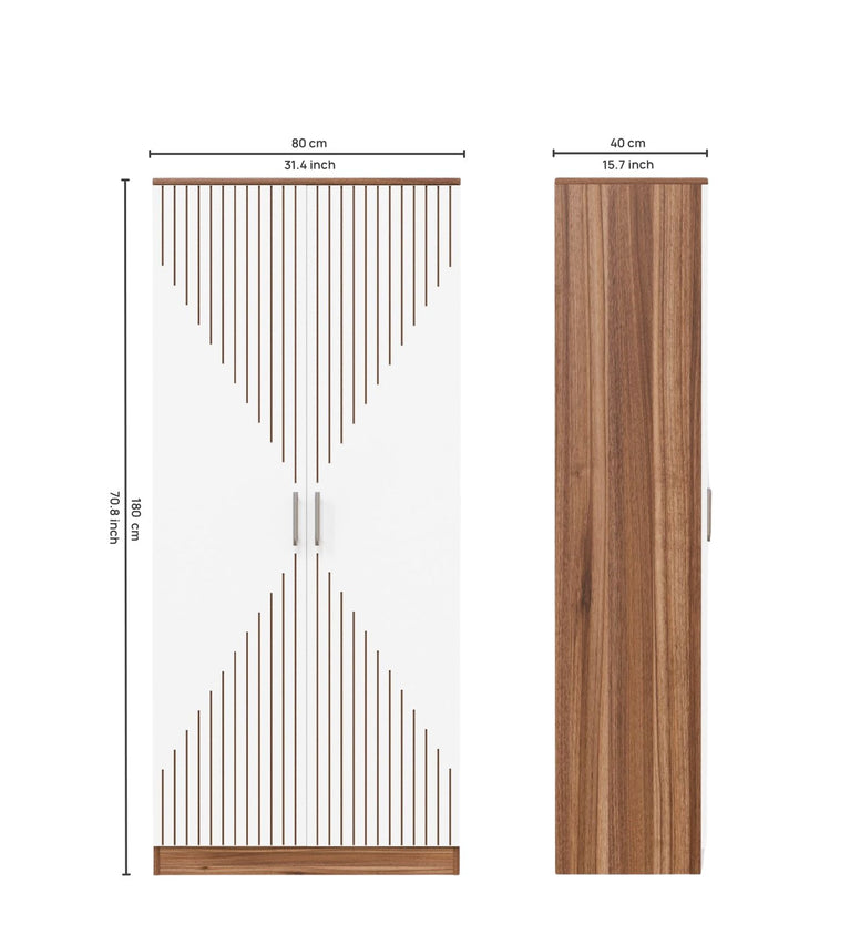 Spydercraft Matte Finish Modern 2-Door Noce Lyon & White Wardrobe with Vertical Gold Accents| Color: Noce Lyon and White| Do- It-Yourself Product