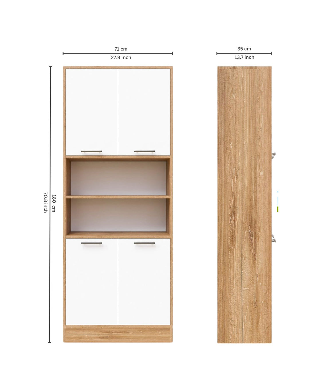 Spydercraft Matte Finish Cozy Castle Multipurpose Cabinet| Modern Multipurpose Storage Cabinet with Shelves – Elegant Black Finish| Color: Canyon Oak and White| Do- It- Yourself Product