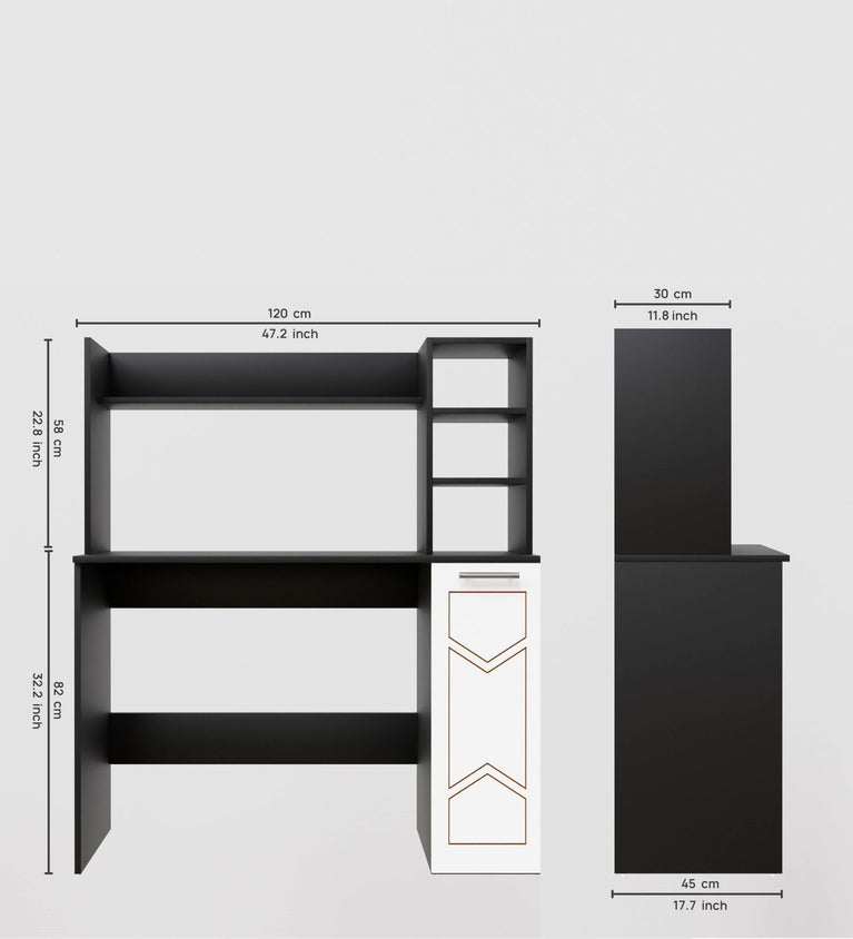 SPYDERCRAFT Matte Finish Liard Study Table| Color: Black and White| Do-It-Yourself Product
