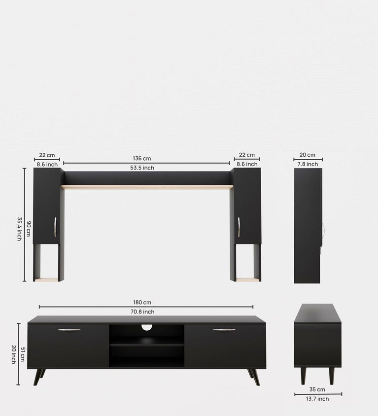 Spyder Home Decore Craft Matte Finish M5 Tv Unit with Wall Shelf, Wall Mounted with Shelf Modern Leg, 180 Cm Color:  || Assembly -DIY (Do-It-Yourself)