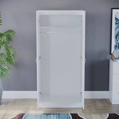 Spyder Craft Wardrobe with 2 Doors, 1 Shelves, Wardrobe for Various Rooms Engineered Wood 2 Door Wardrobe (Finish Color - White-3, Pre-assembled)