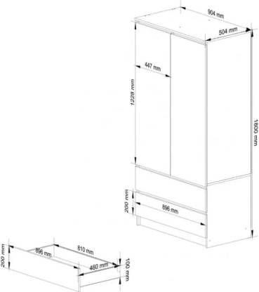 Spyder Craft Wardrobe with 2 Doors, 4 Shelves, Wardrobe, 2 Drawers, Wardrobe for Bedroom Engineered Wood 2 Door Wardrobe (Finish Color - White & Grey, Pre-assembled)