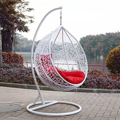 Spyder Craft Single Seater Swing chair With Stand And Cushion For Adult Iron Hammock (Orange, White, DIY(Do-It-Yourself))