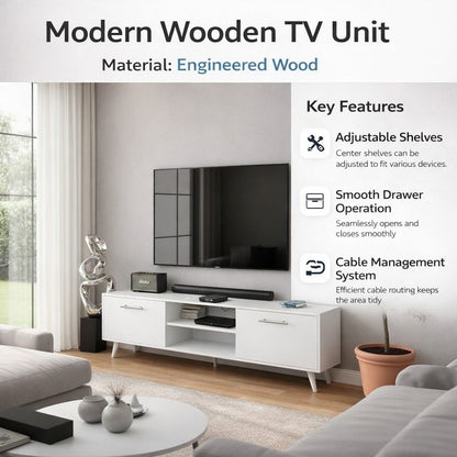 SPYDERCRAFT Matte Finish M5 TV Cabinet| Color: White| Do-It-Yourself Product