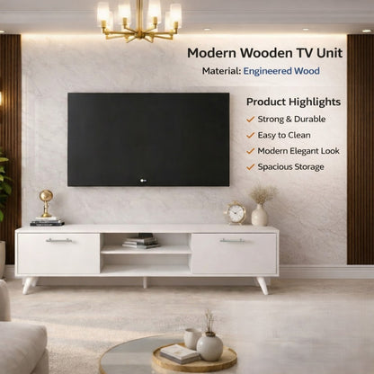 SPYDERCRAFT Matte Finish M5 TV Cabinet| Color: White| Do-It-Yourself Product