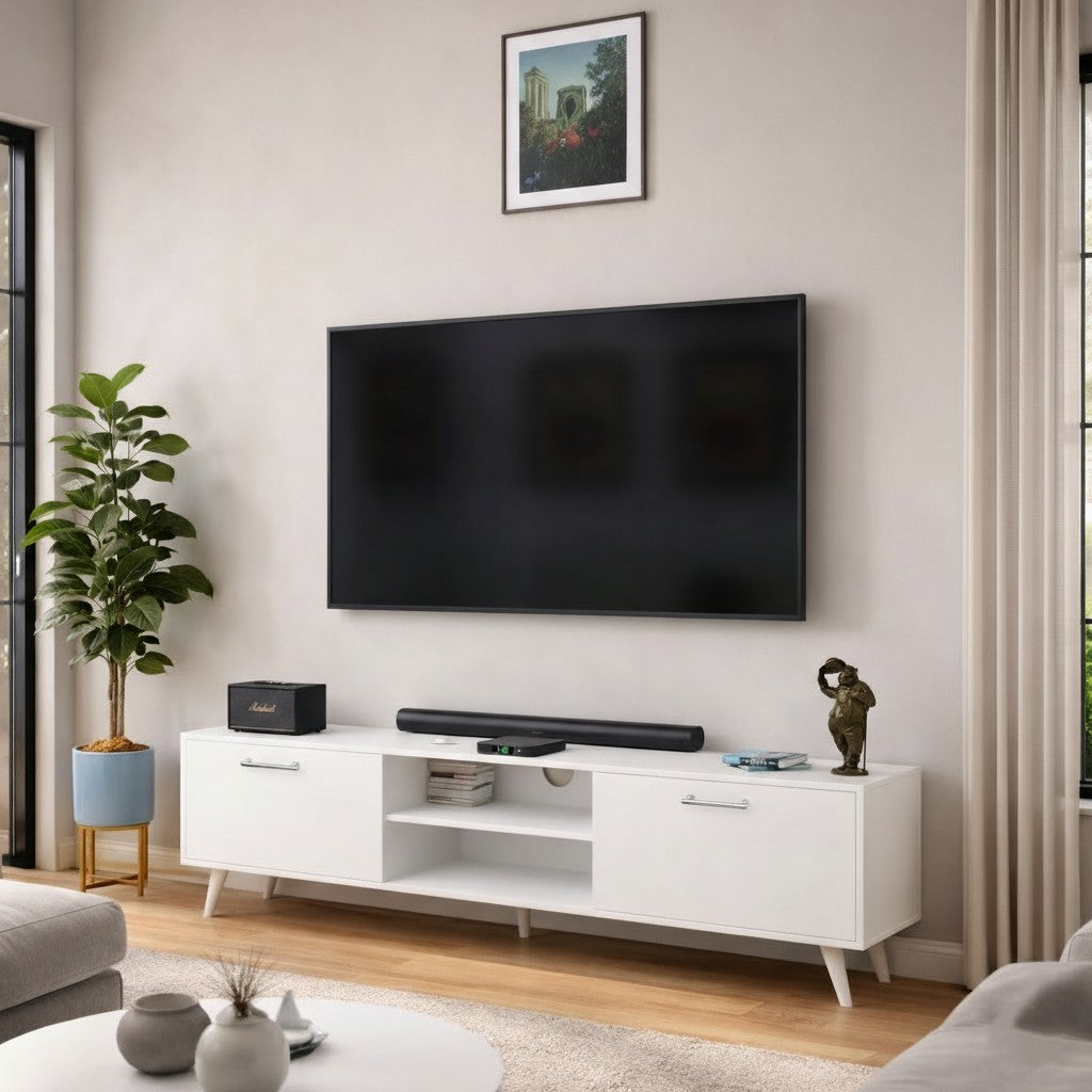 SPYDERCRAFT Matte Finish M5 TV Cabinet| Color: White| Do-It-Yourself Product