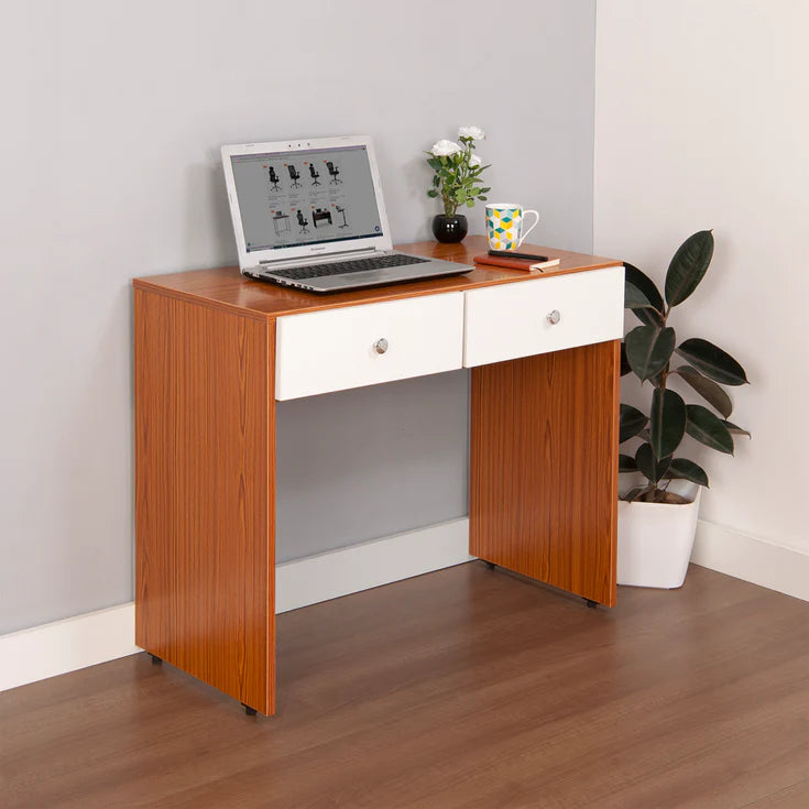 Spyder Craft Aria Study Desk with Drawers Color : White and Brown WHITE - BROWN
