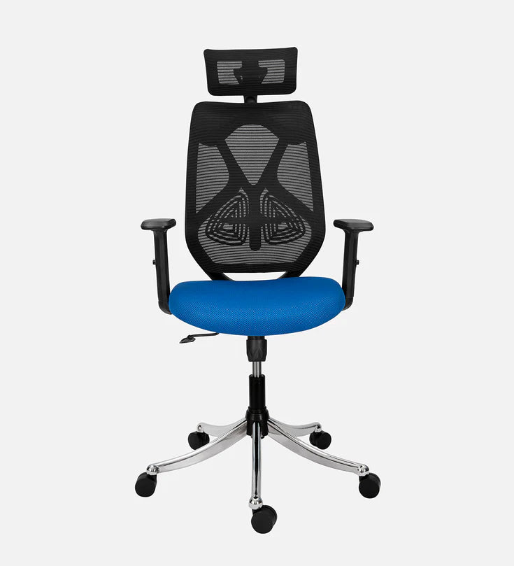 Spyder Craft Ergonomic High Back Chair in Metal Base (Blue) BLACK
