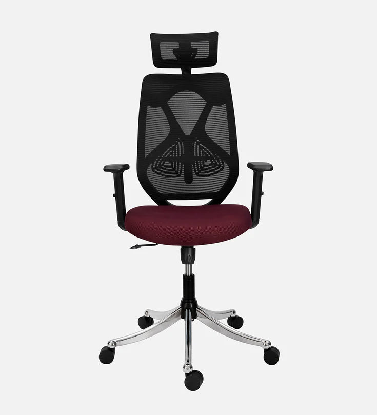 Spyder Craft Ergonomic High Back Chair in Metal Base (Maroon) BLACK - MAROON