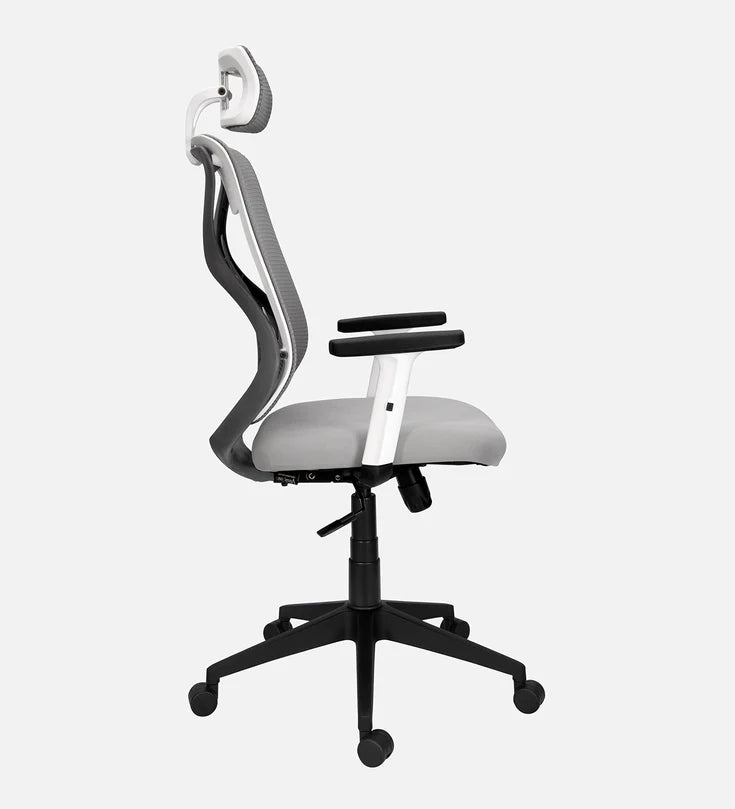 Spyder Craft Ergonomic Chair in Nylon Base (White-Grey)