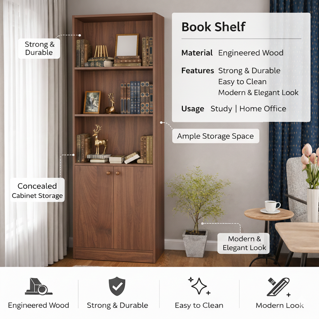 Spydercraft Multipurpose Columbian Walnut Contemporary Storage Cabinet & Display Shelf