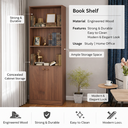 Spydercraft Multipurpose Columbian Walnut Contemporary Storage Cabinet & Display Shelf
