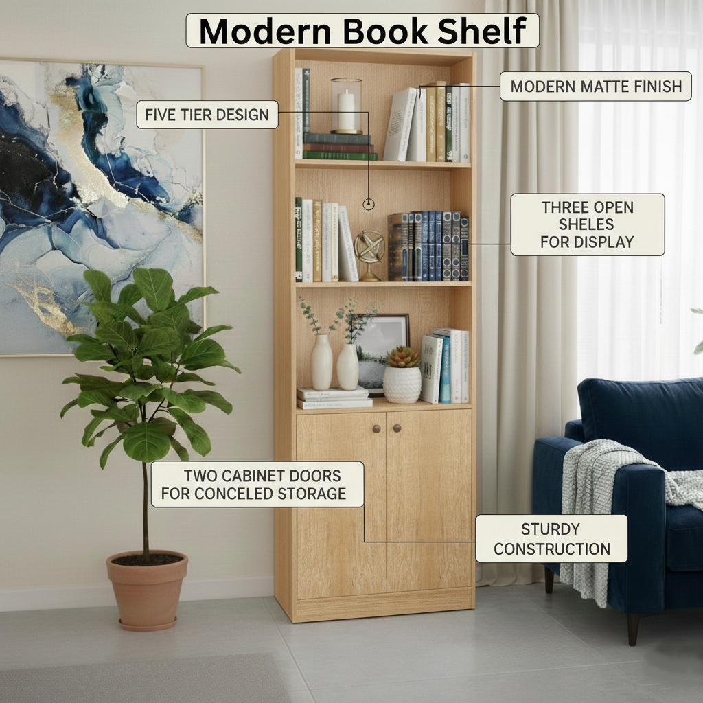 Spydercraft Multipurpose Bookshelf| Color: Canyon Oak Matte Finished