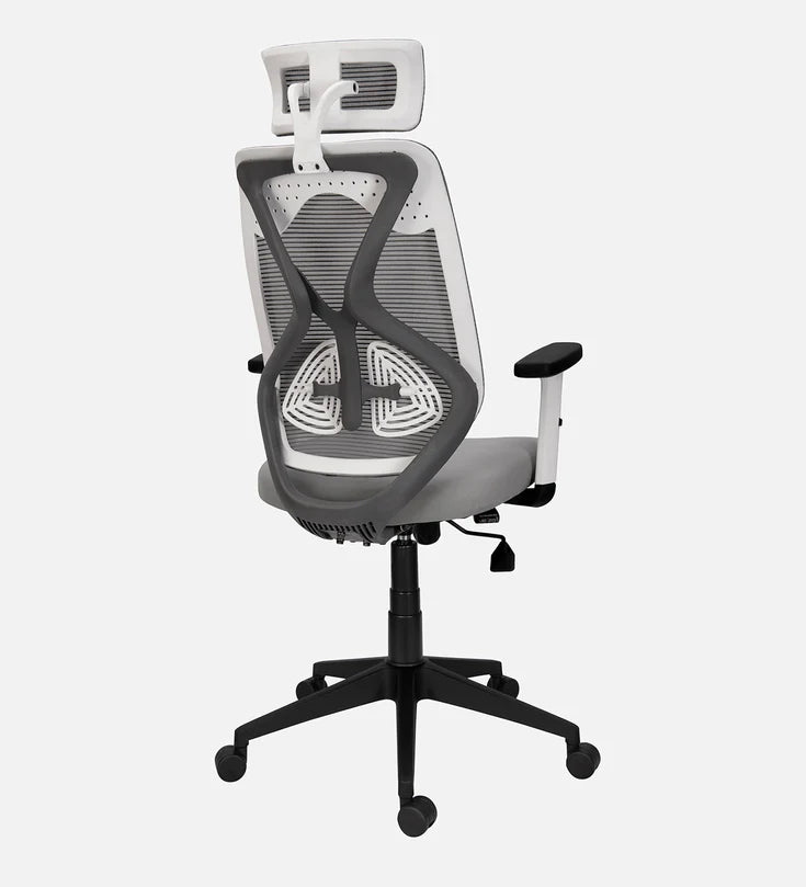Spyder Craft Ergonomic Chair in Nylon Base (White-Grey)