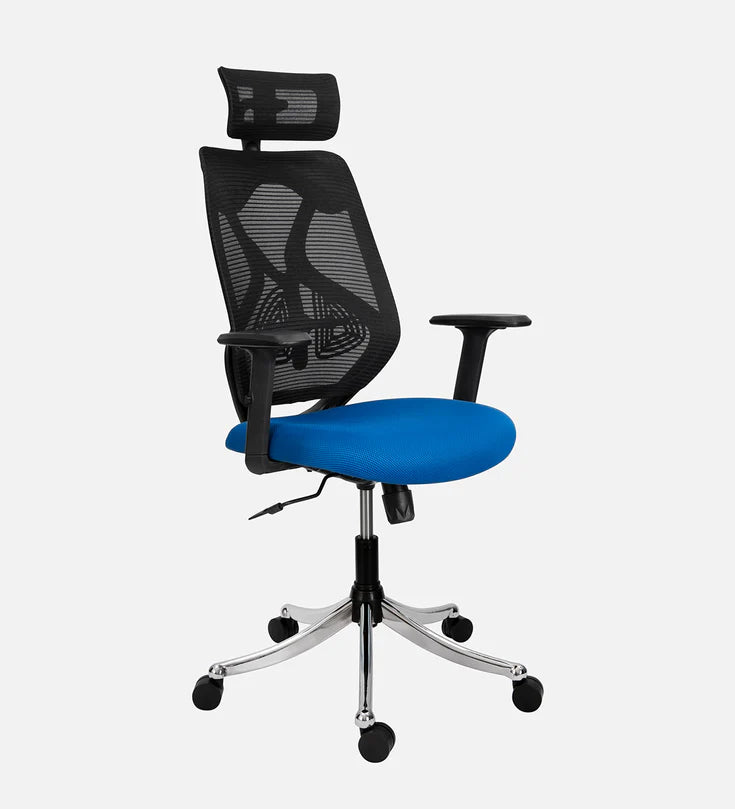 Spyder Craft Ergonomic High Back Chair in Metal Base (Blue)