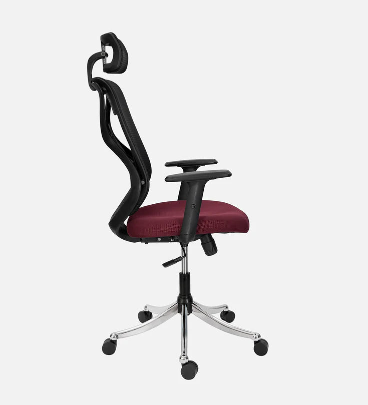 Spyder Craft Ergonomic High Back Chair in Metal Base (Maroon)
